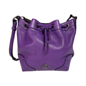 Coach Baby Mickie Drawstring Purple Iris Leather Cross Body Bag